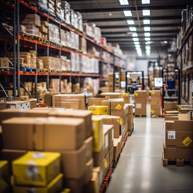 The Face Mask Store USA warehouse, showcasing extensive stock of masks